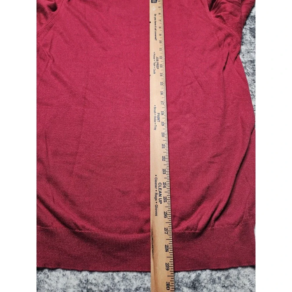 Barbour V-Neck Sweater Men Large Red  Lightweight Cotton Cashmere Pullover